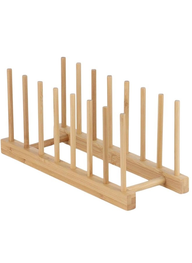 ZOLYPY Bamboo Wooden Dish Rack Plate Stand - Kitchen Counter Organizer for Plate, Cup, Bowl, and Dish Storage with Drying Drainer & Drainboard (Pack of 1) - Image 1